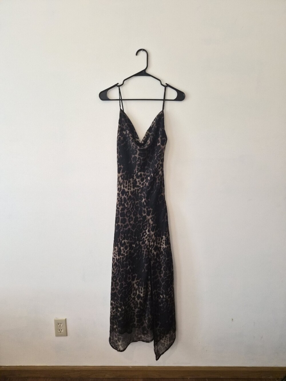 Leopard Print Slip Dress - Black/Brown